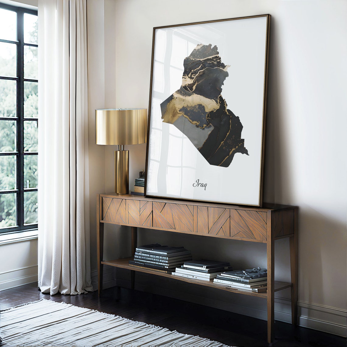 Iraq Black and Gold Marble Country Map Modern Elegant Decor Poster - Image 4