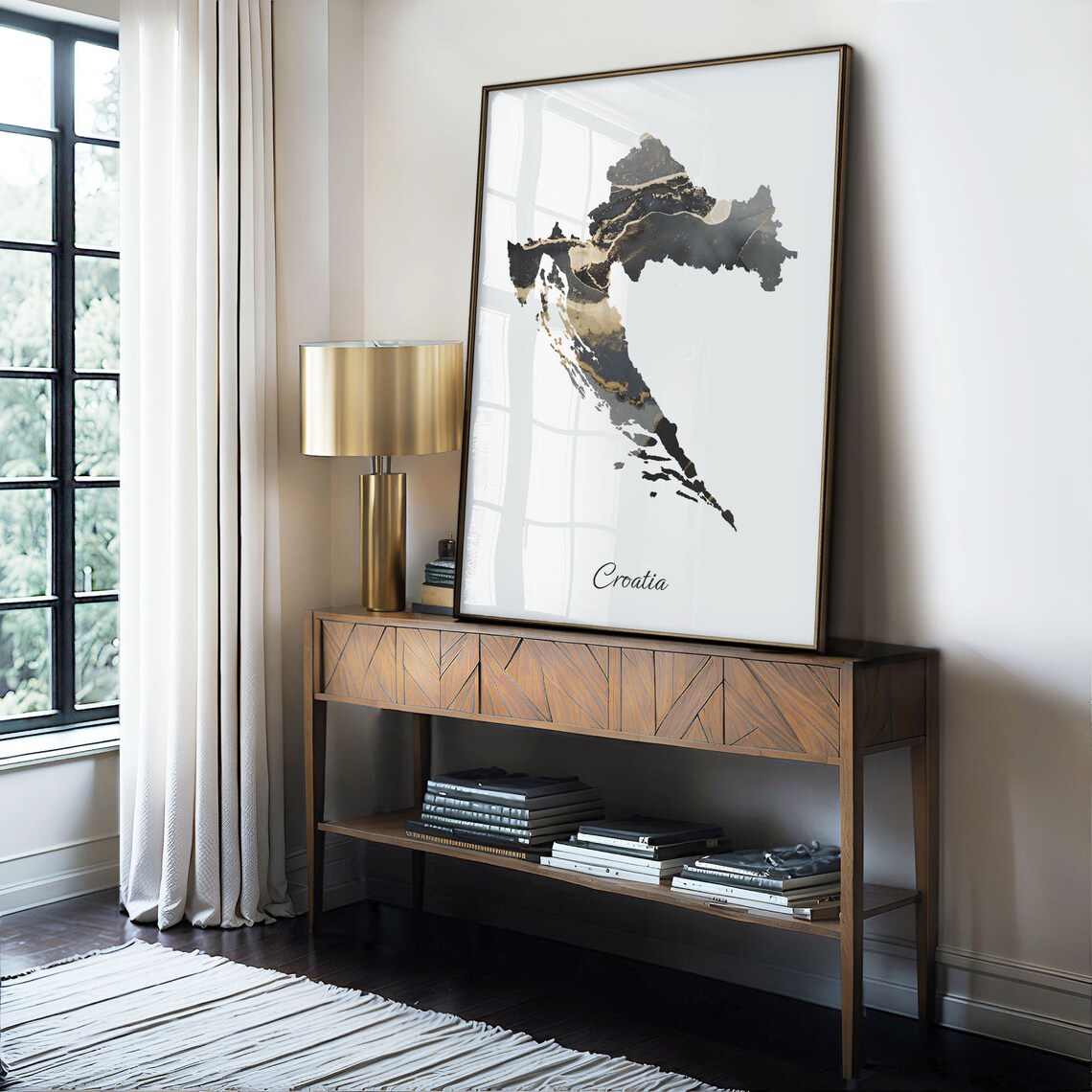 Croatia Map Poster, Elegant Black and Gold Print - Image 4