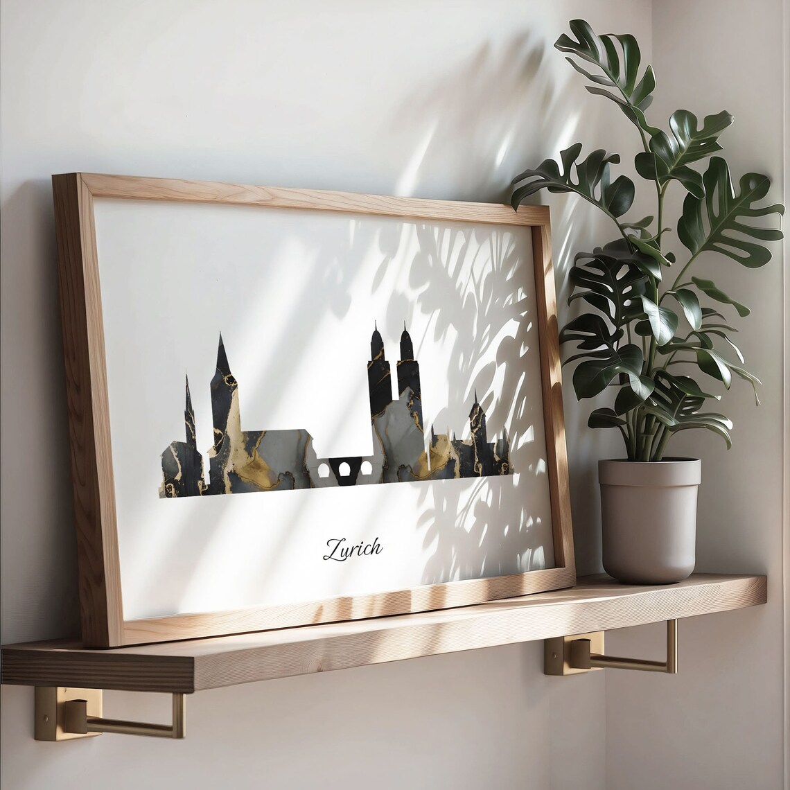 Zurich Skyline Black Gold Marble Cityscape Switzerland Travel Decor Poster - Image 3