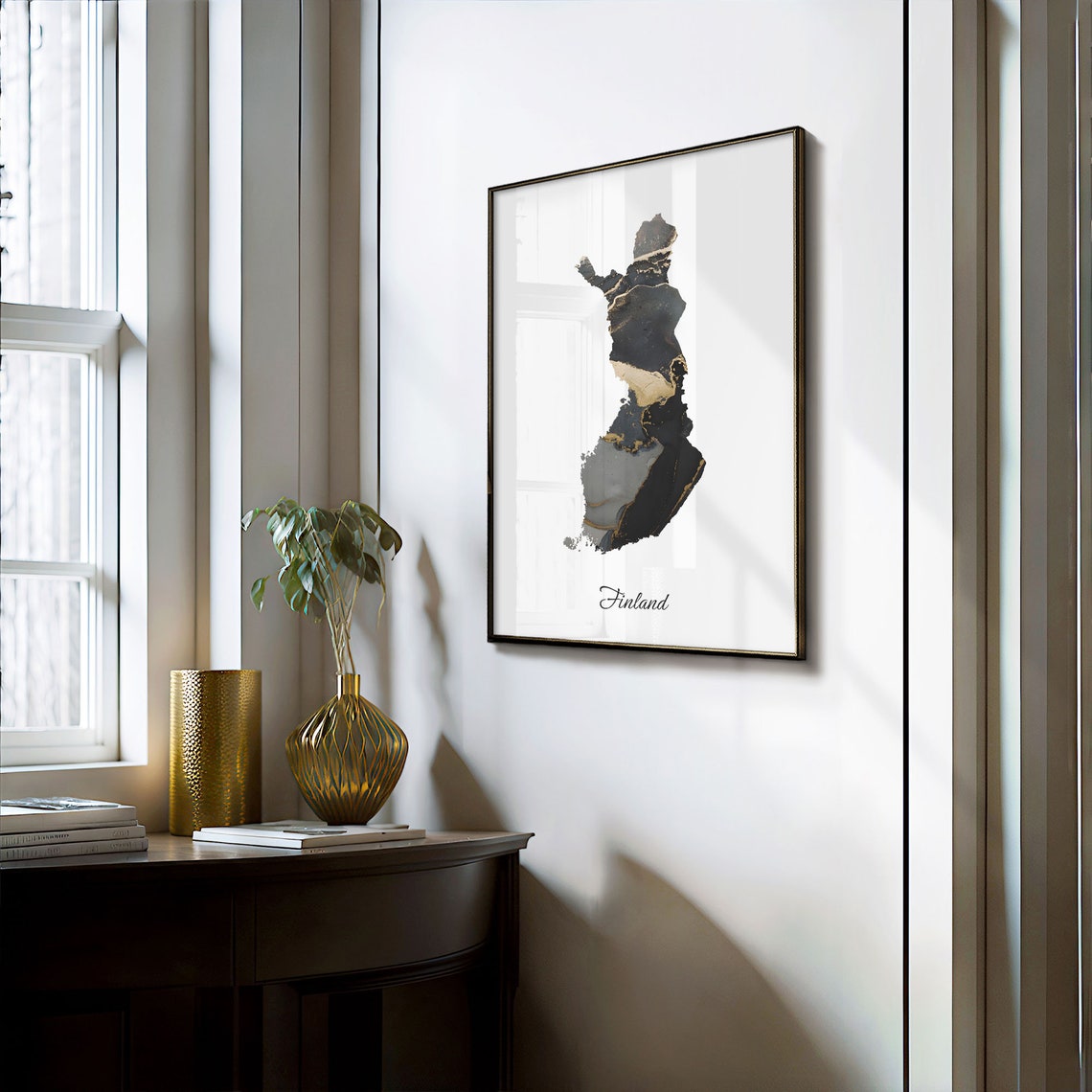 Finland Black and Gold Marble Country Map Elegant Decor Poster - Image 3