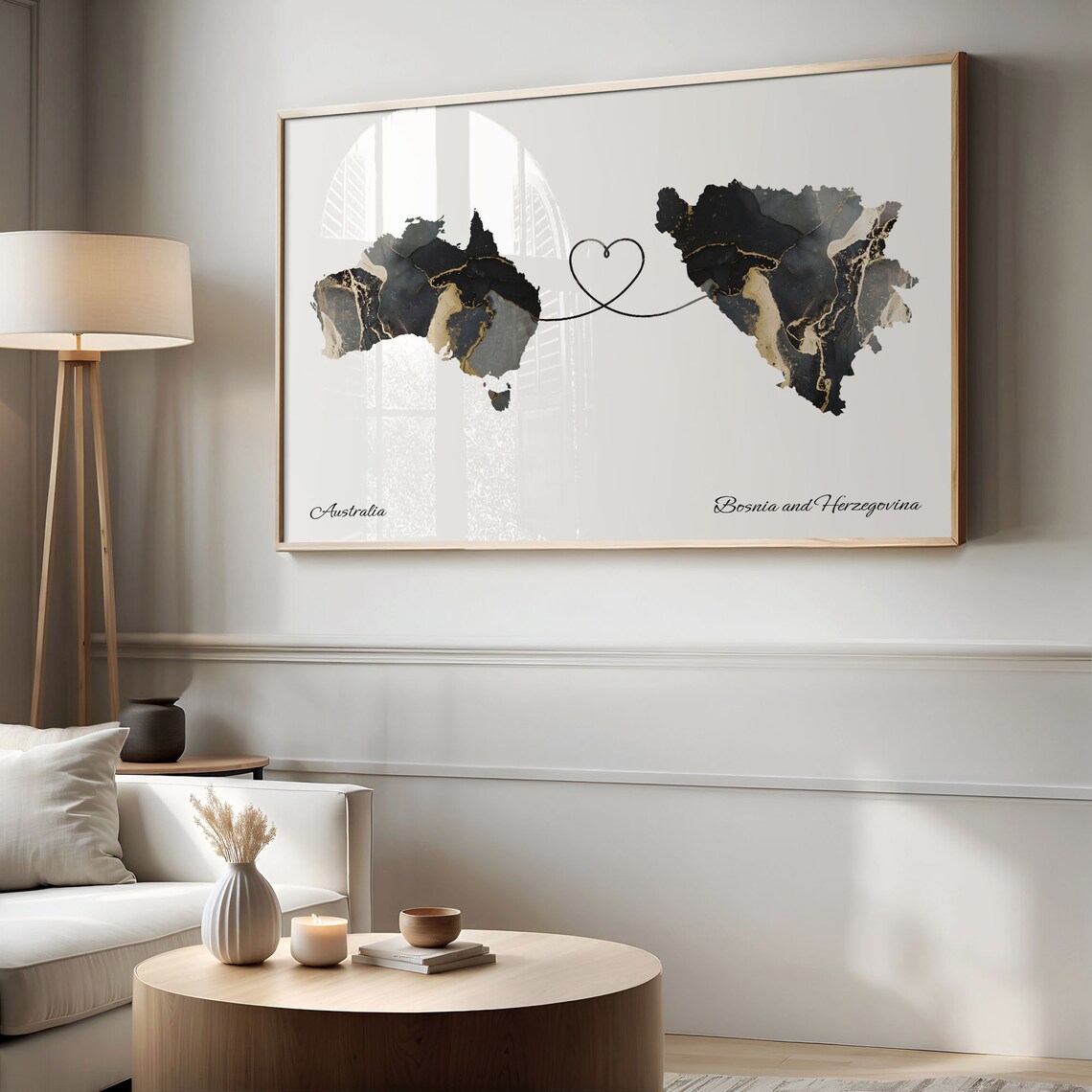 Australia To Bosnia And Herzegovina Travel Map Poster - Image 2