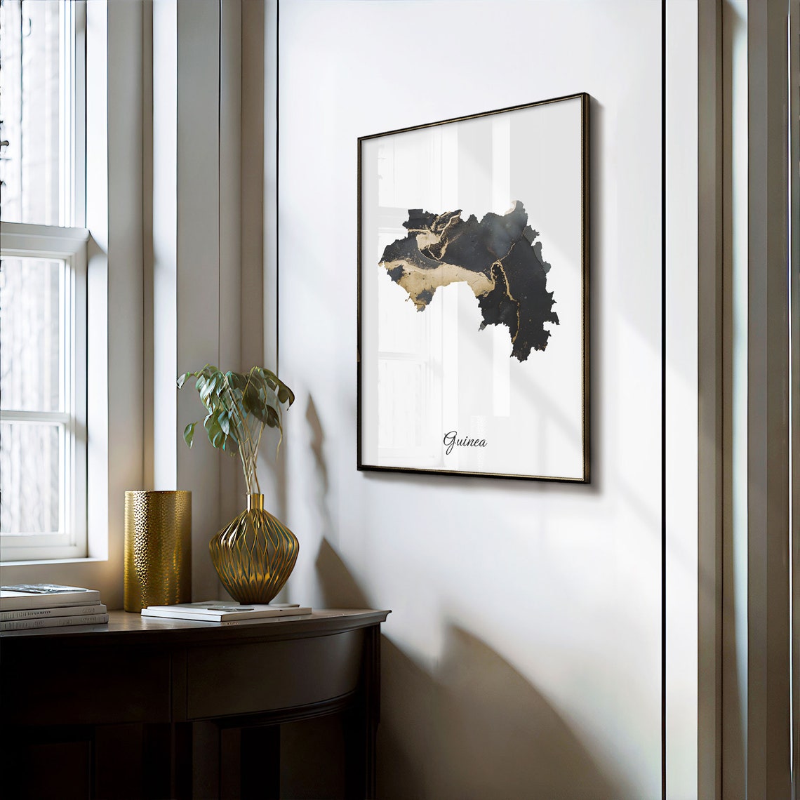 Guinea Elegant Black Gold Marble Country Map Home Decor Art Poster - Image 3
