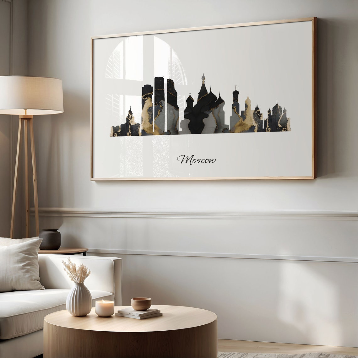 Moscow Skyline Marble Cityscape Black and Gold Travel Poster - Image 2