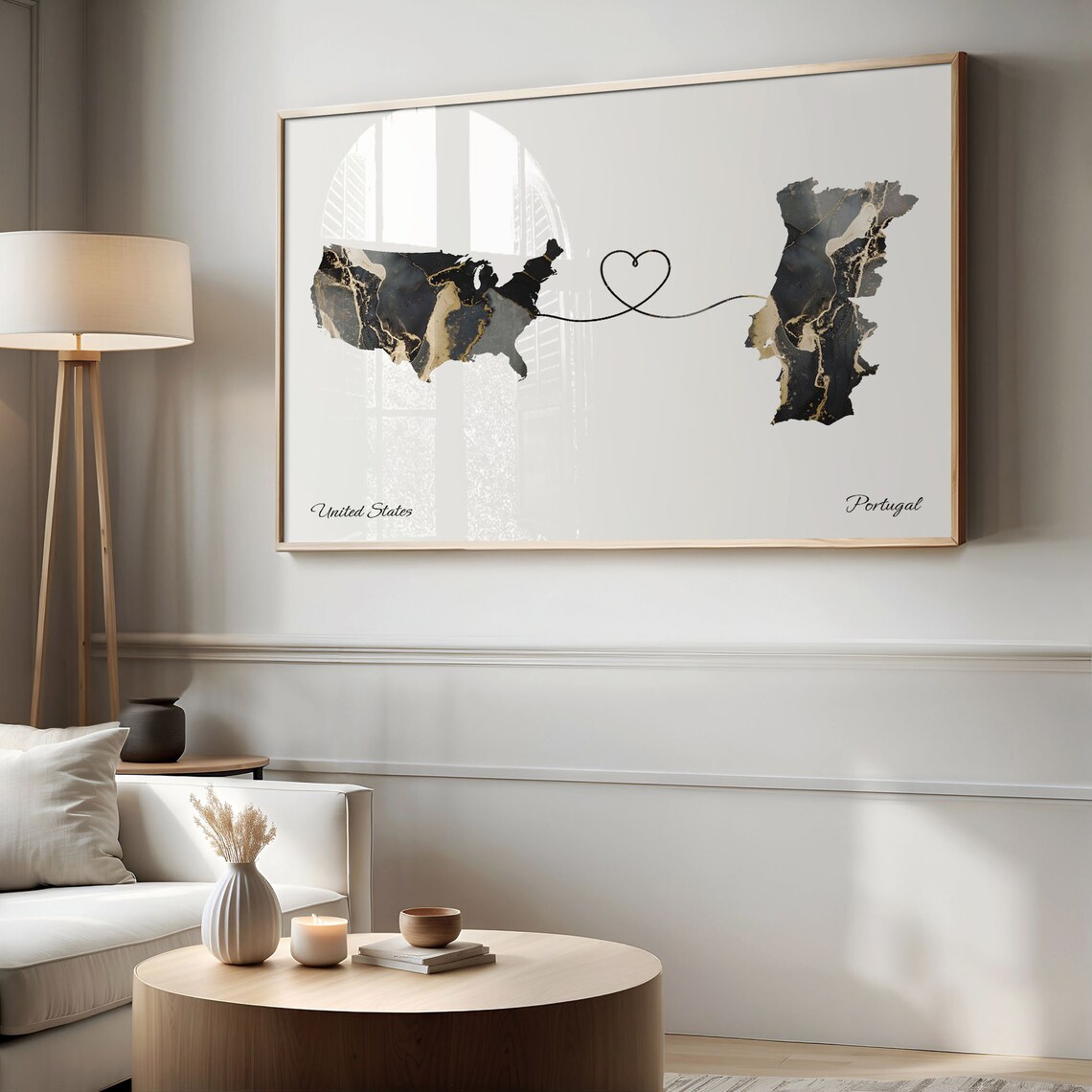USA to Portugal Map Poster, Travel Wall Art - Image 2