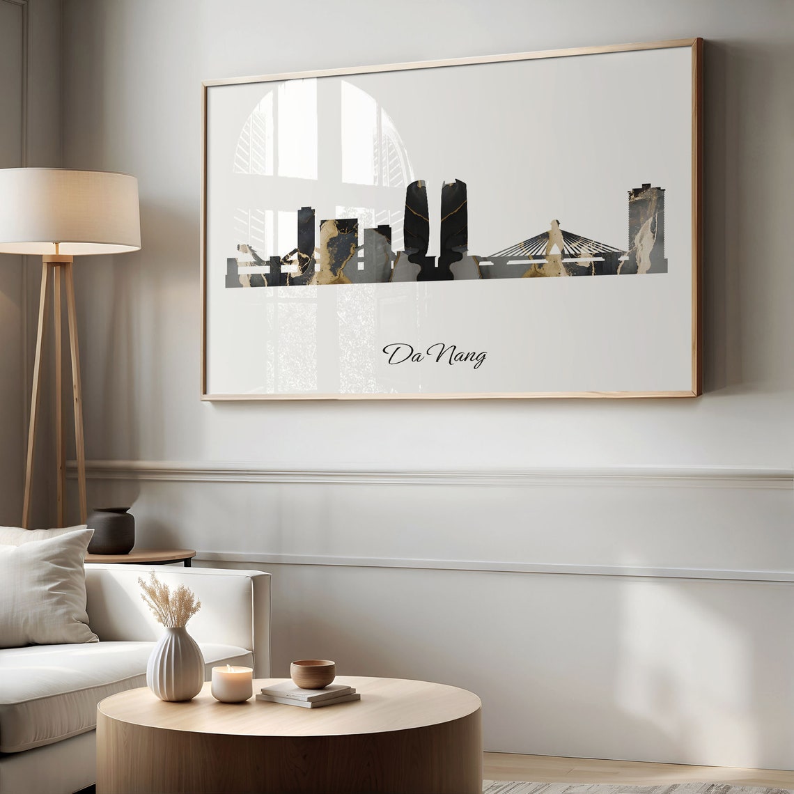 Da Nang Skyline Marble Cityscape Black and Gold Travel Poster - Image 2