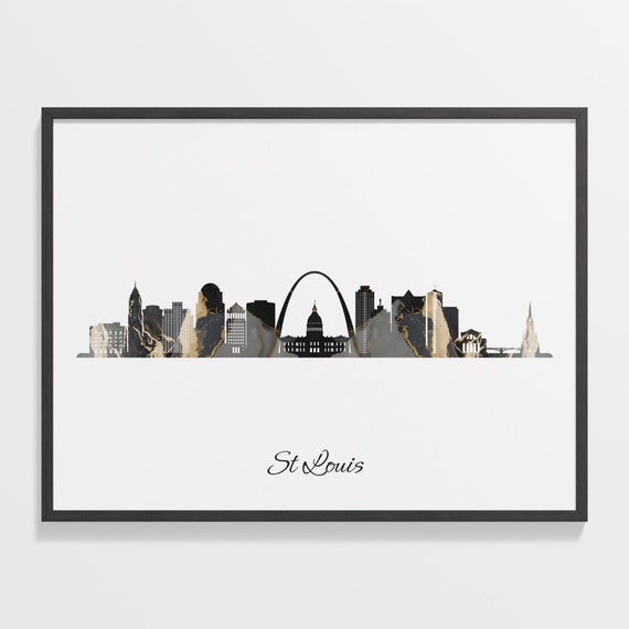 St Louis Skyline Print, Marble Cityscape Poster