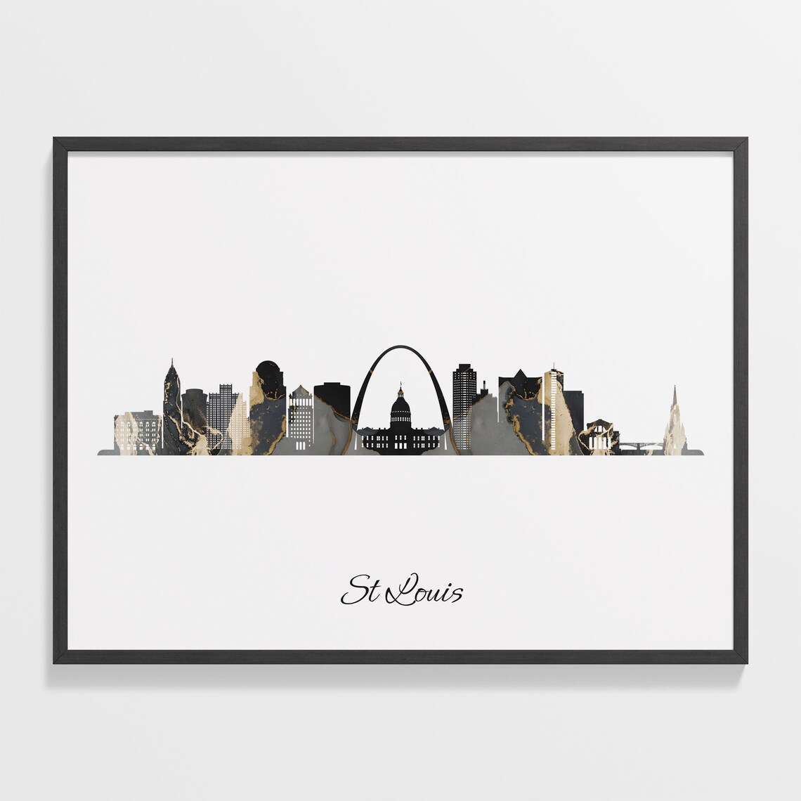 St Louis Skyline Print, Marble Cityscape Poster