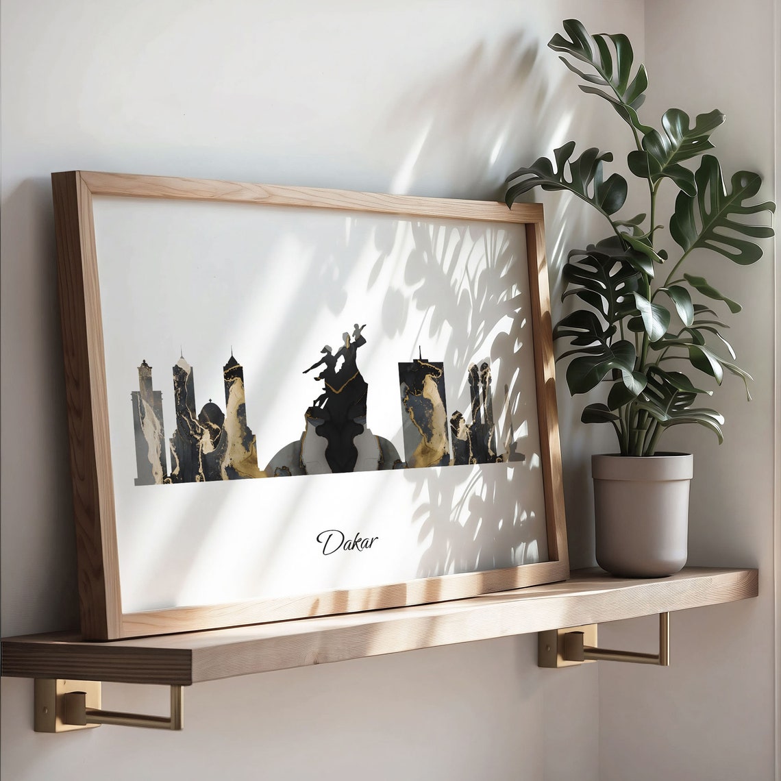 Dakar Senegal Black Gold Marble Skyline Silhouette Cityscape Poster - Image 3