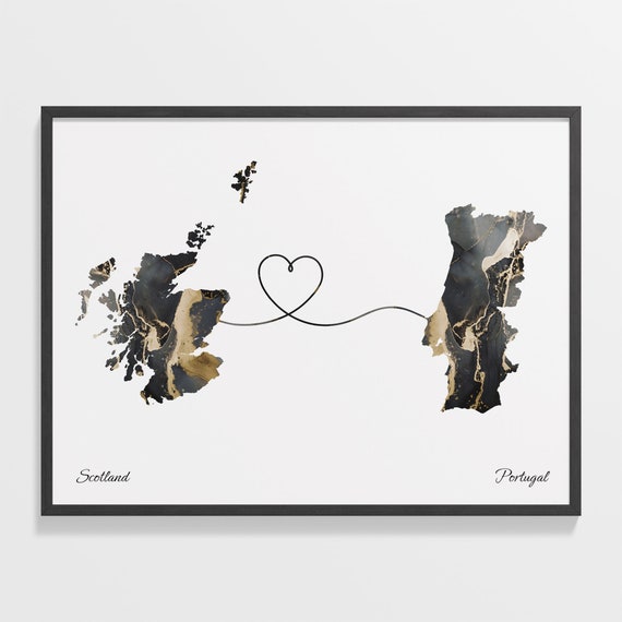 Scotland To Portugal Map Travel Poster, Gift