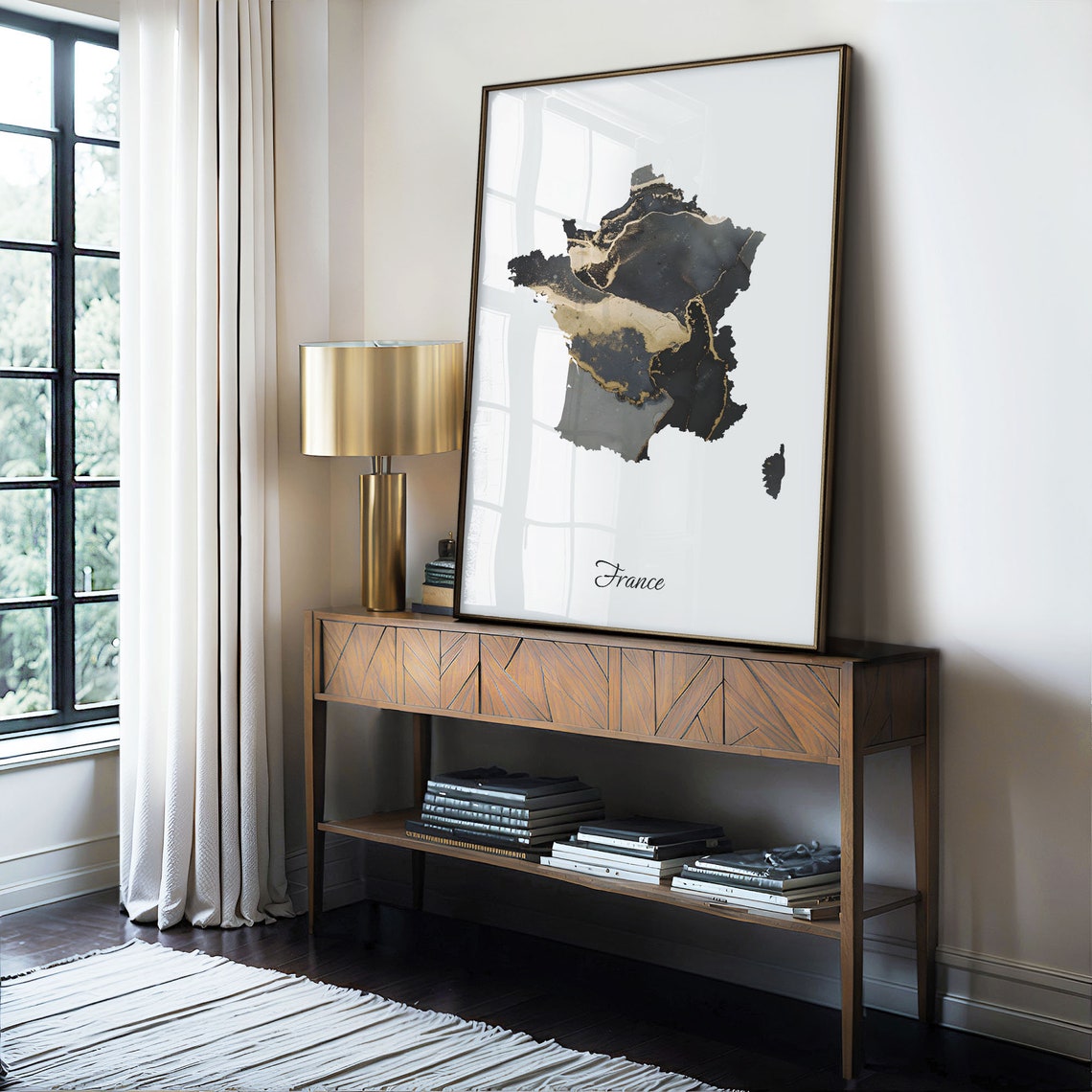 France Black and Gold Marble Country Map Elegant Decor Poster - Image 4