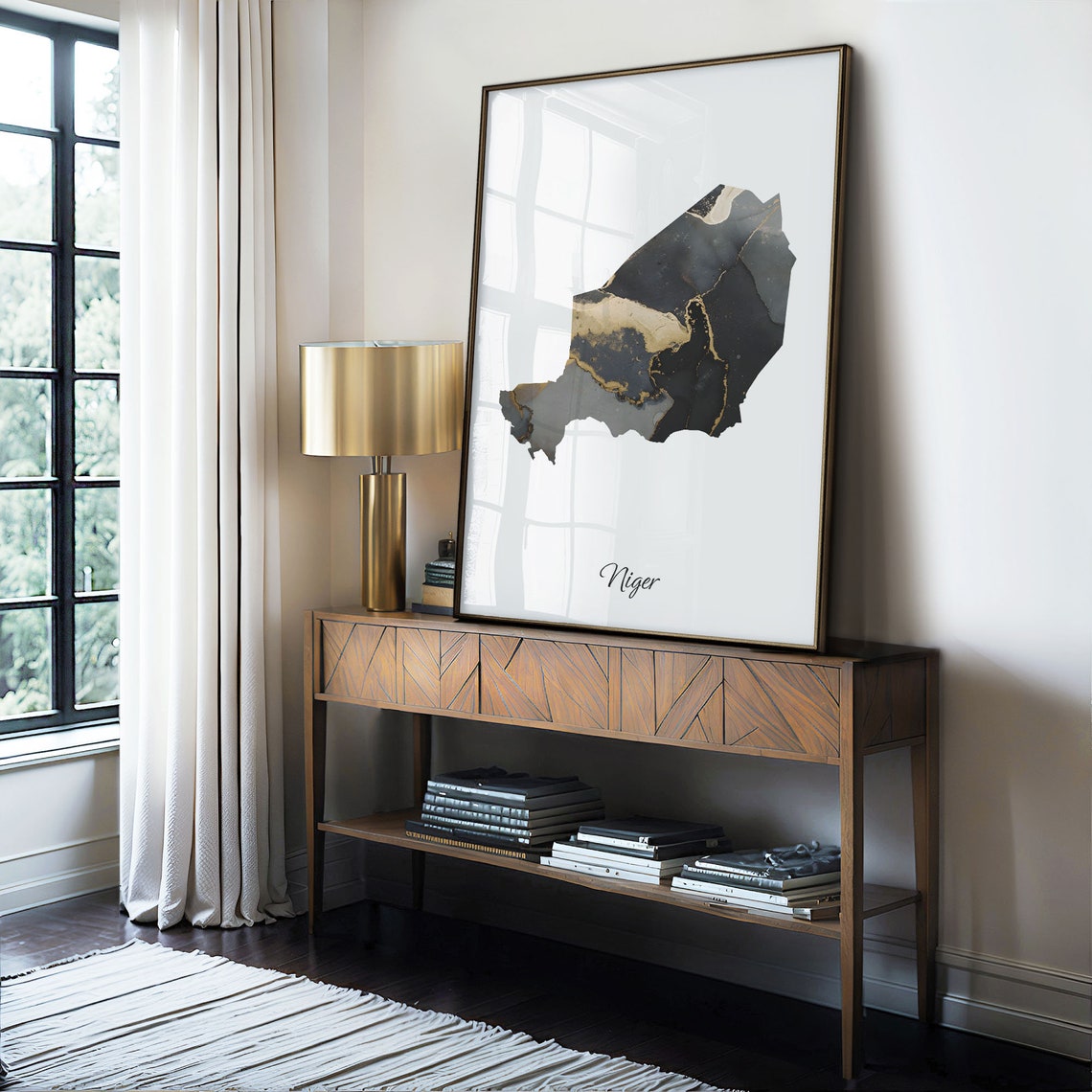 Niger Elegant Black Gold Marble Country Map Home Decor Art Poster - Image 4
