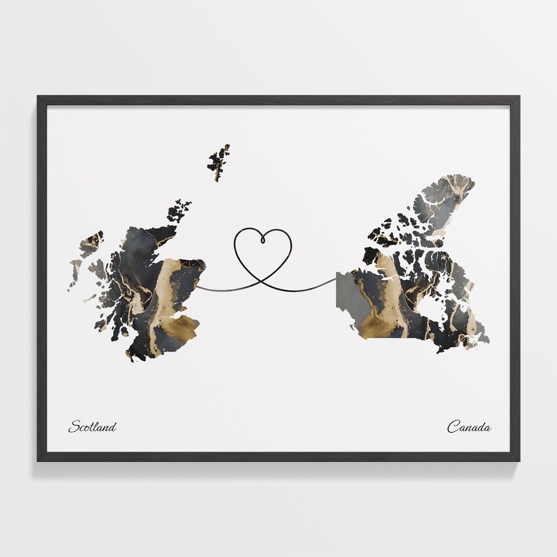 Scotland to Canada Map Poster, Travel Art Print