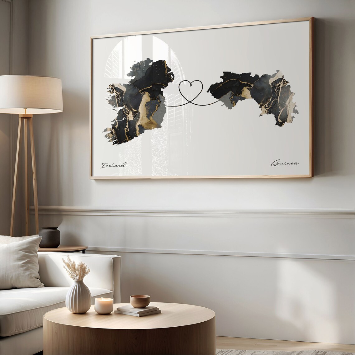Ireland Guinea Long Distance Love Heart Marble Map Gift Poster - Image 2
