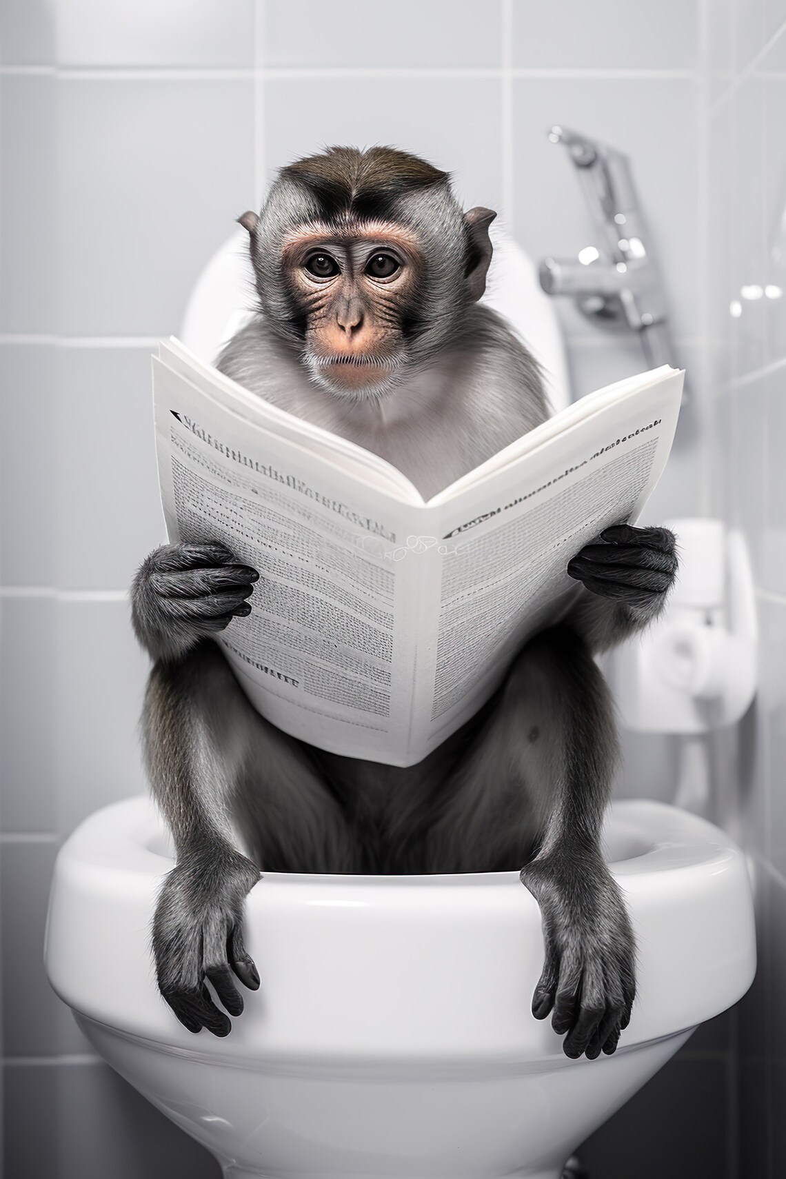 Capuchin Monkey Bathroom Humor Art Print