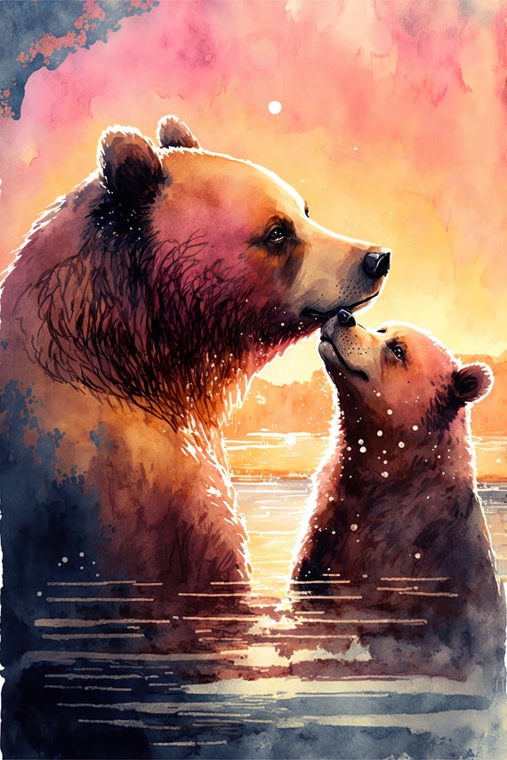 Mama Bear And Baby Bear Cute Animal Print Mommy And Me Nursery Room Decor Wall Hangings Ai Art Beautiful Wall Art