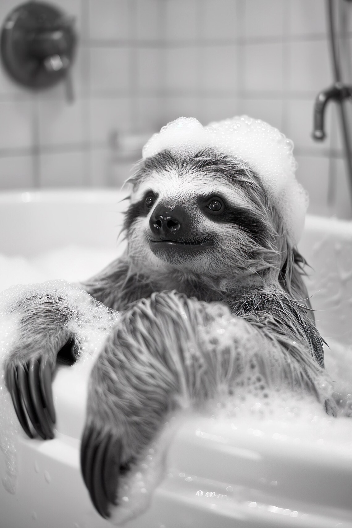 Sloth In The Bathtub Funny Animal Poster
