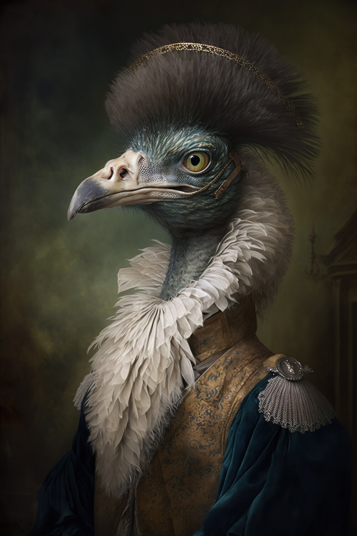 Aristocratic Emu Funny Animal Portrait Art Print