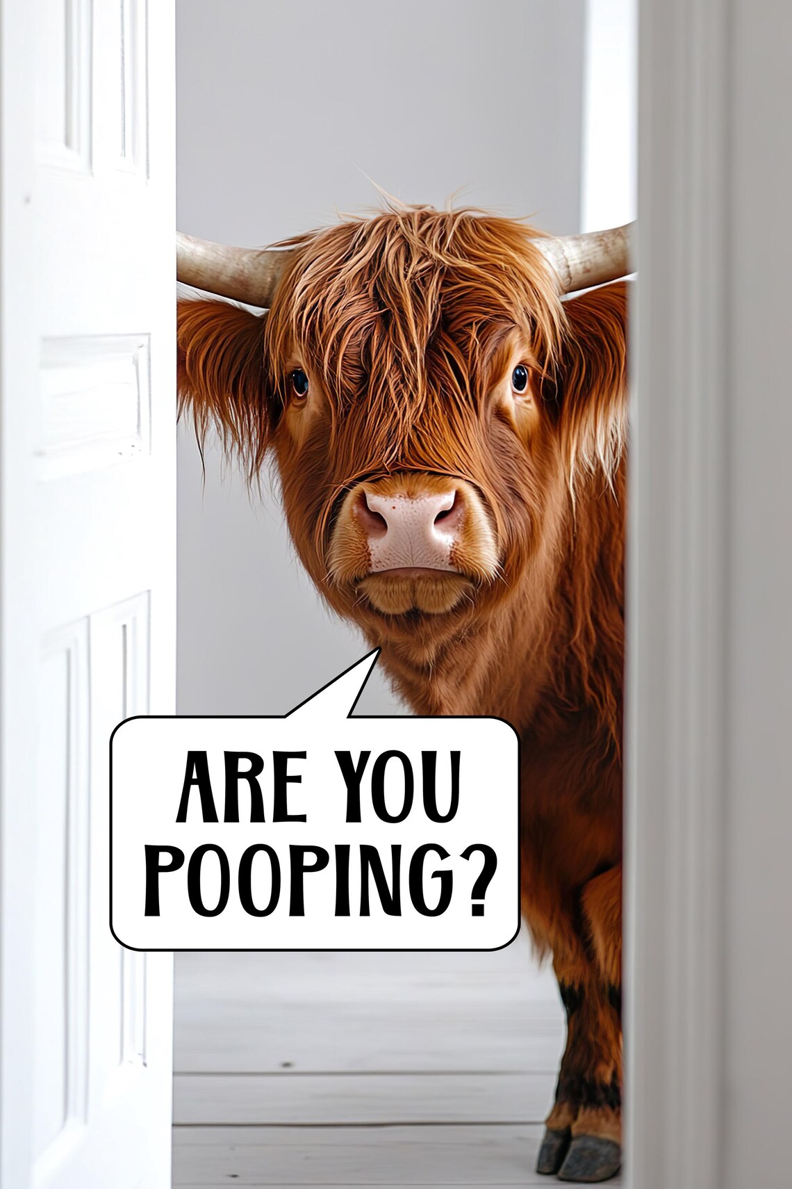 Funny Highland Cow Are You Pooping Bathroom Humor Animal Photo Poster - Image 2