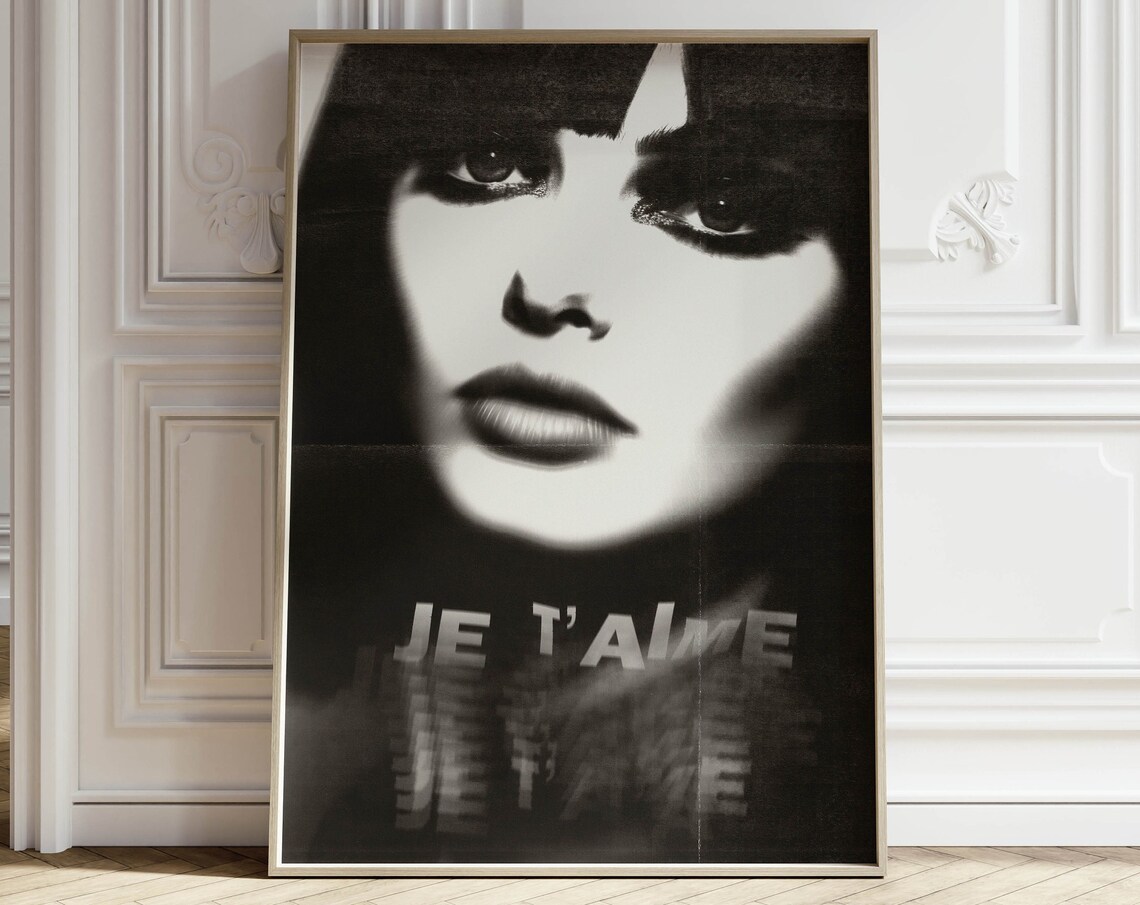 Je Taime Moody Black and White Female Portrait Parisian Chic Poster