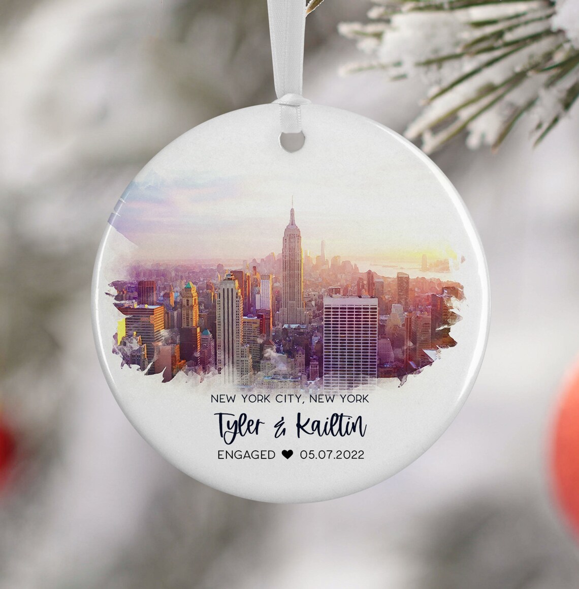 Custom New York City Engagement Watercolor Art Print