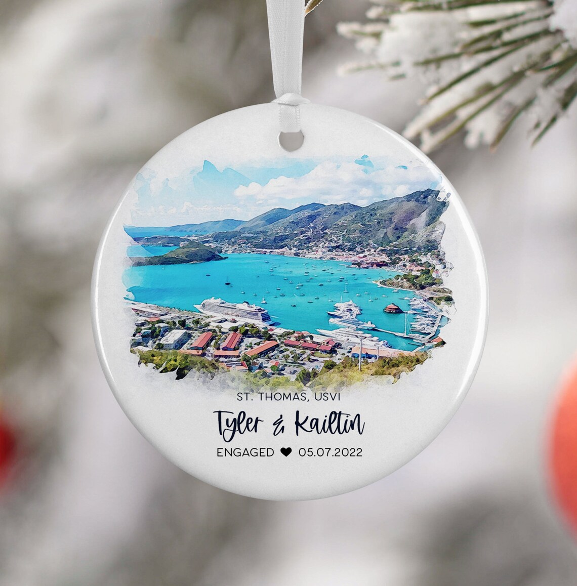 St Thomas USVI Engagement Ornament Travel Poster