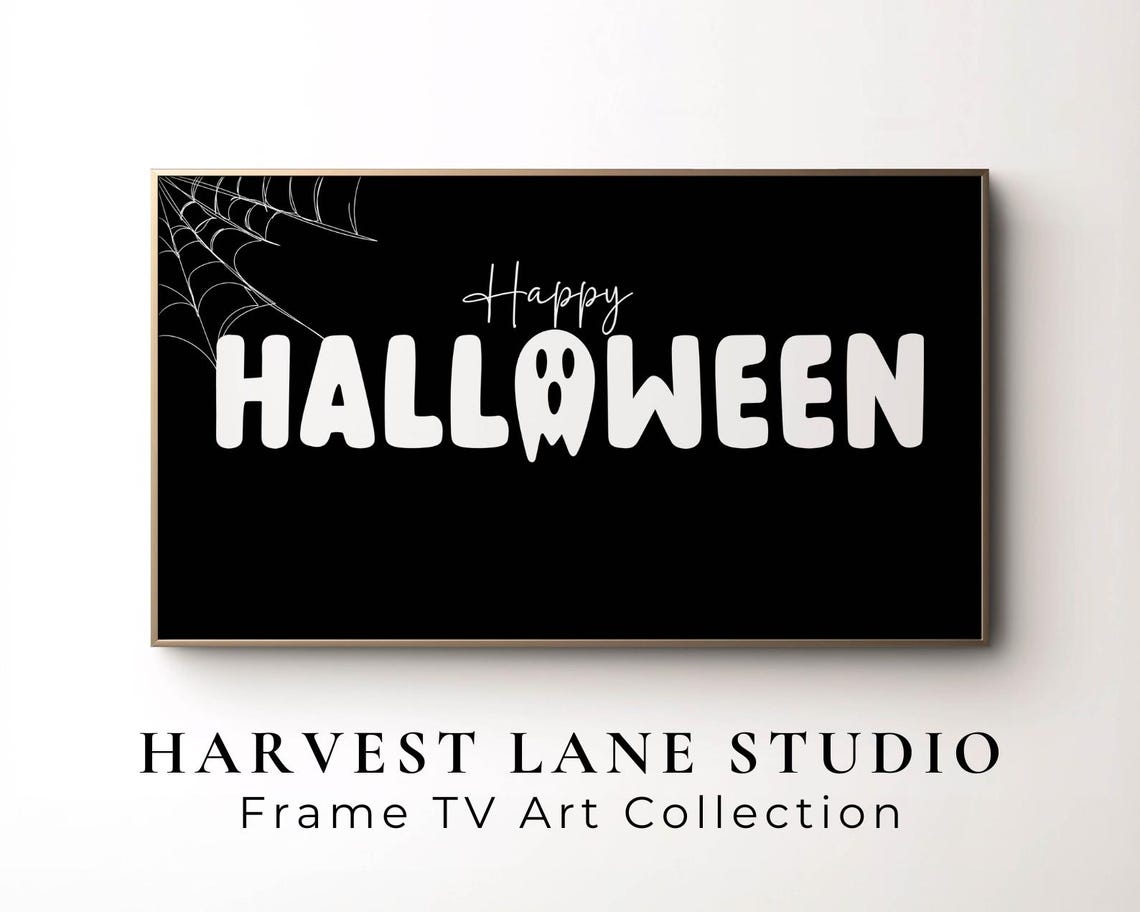 Happy Halloween Spooky Lettering With Ghost And Spiderweb Poster - Image 6