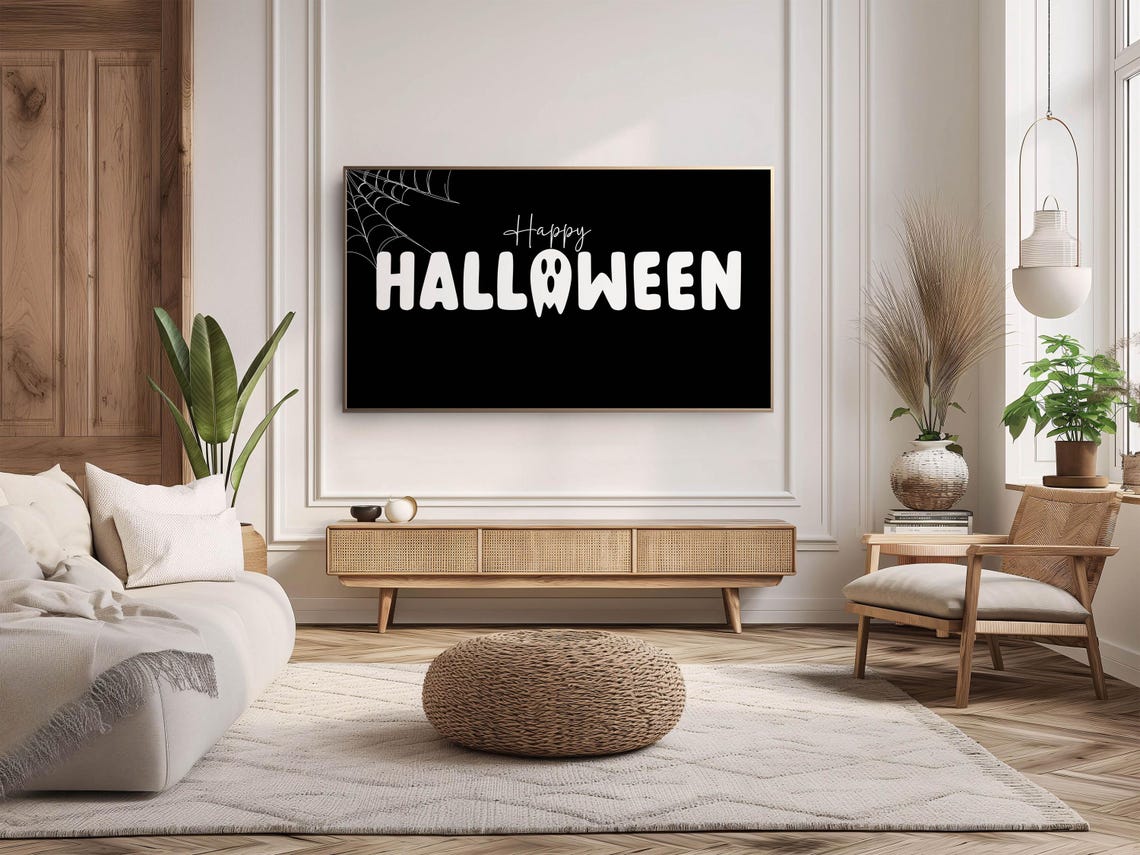 Happy Halloween Spooky Lettering With Ghost And Spiderweb Poster - Image 5