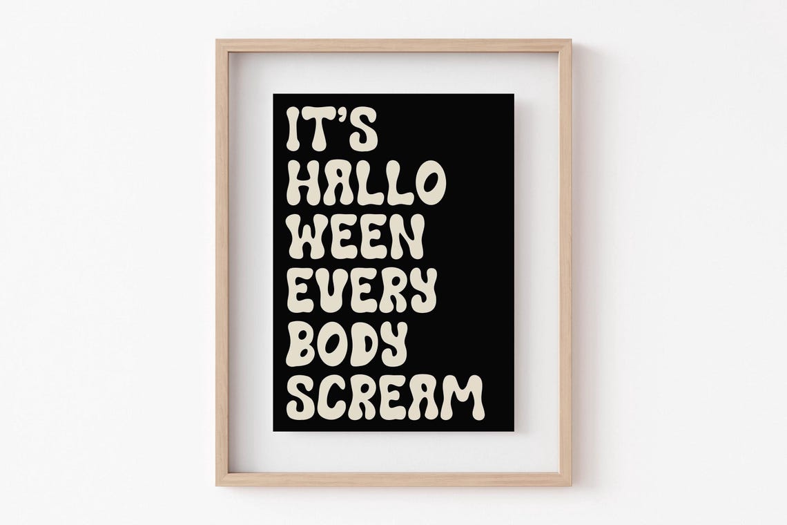 Its Halloween Everybody Scream Retro Bubble Letters Halloween Poster - Image 6