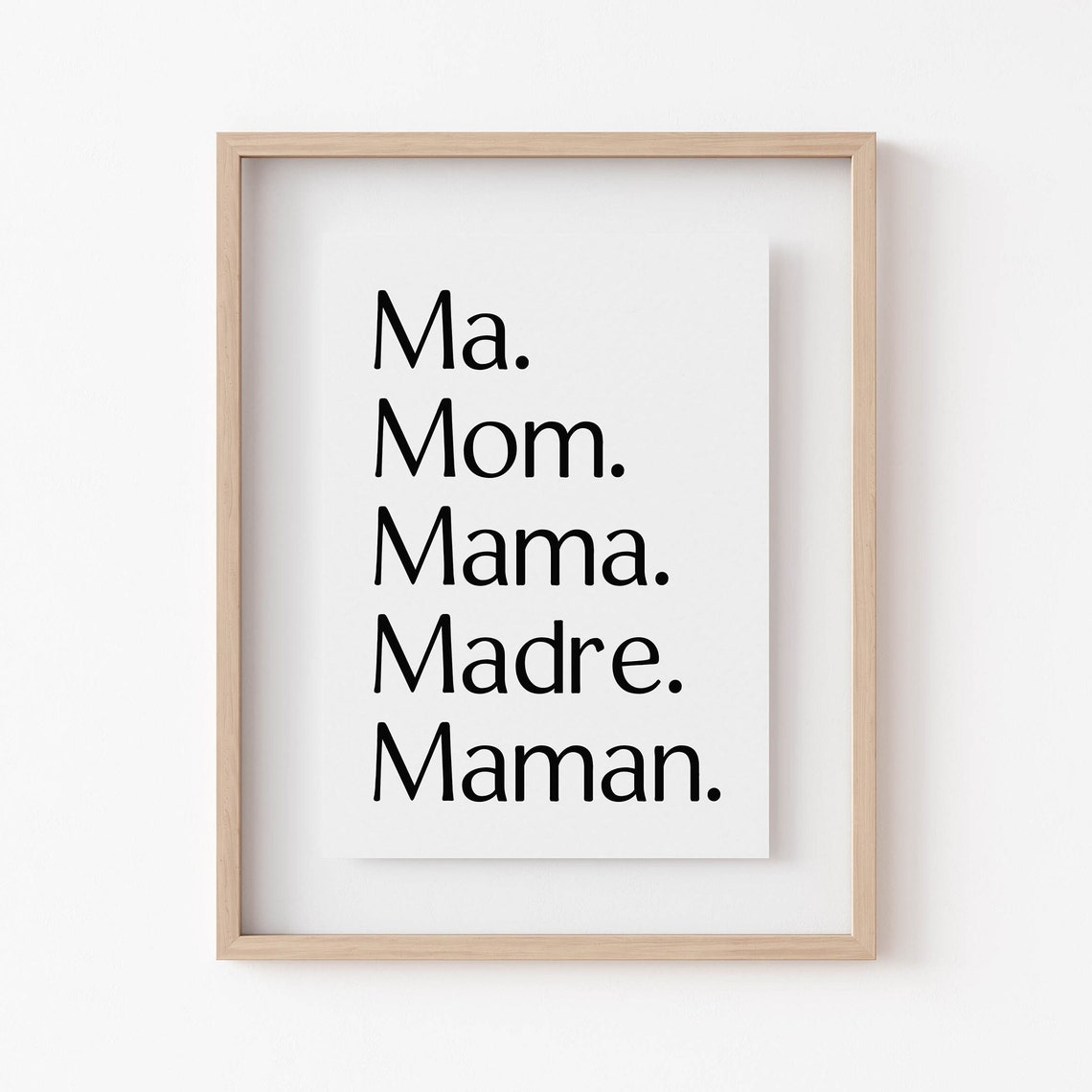 Ma Mom Mama Madre Maman Mothers Day Typography White Gift Poster - Image 3