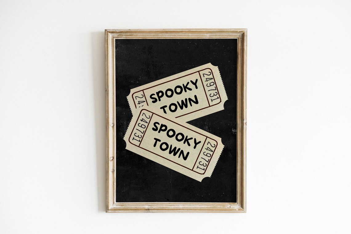 Spooky Town Vintage Ticket Stubs Halloween Party Decor Poster - Image 6