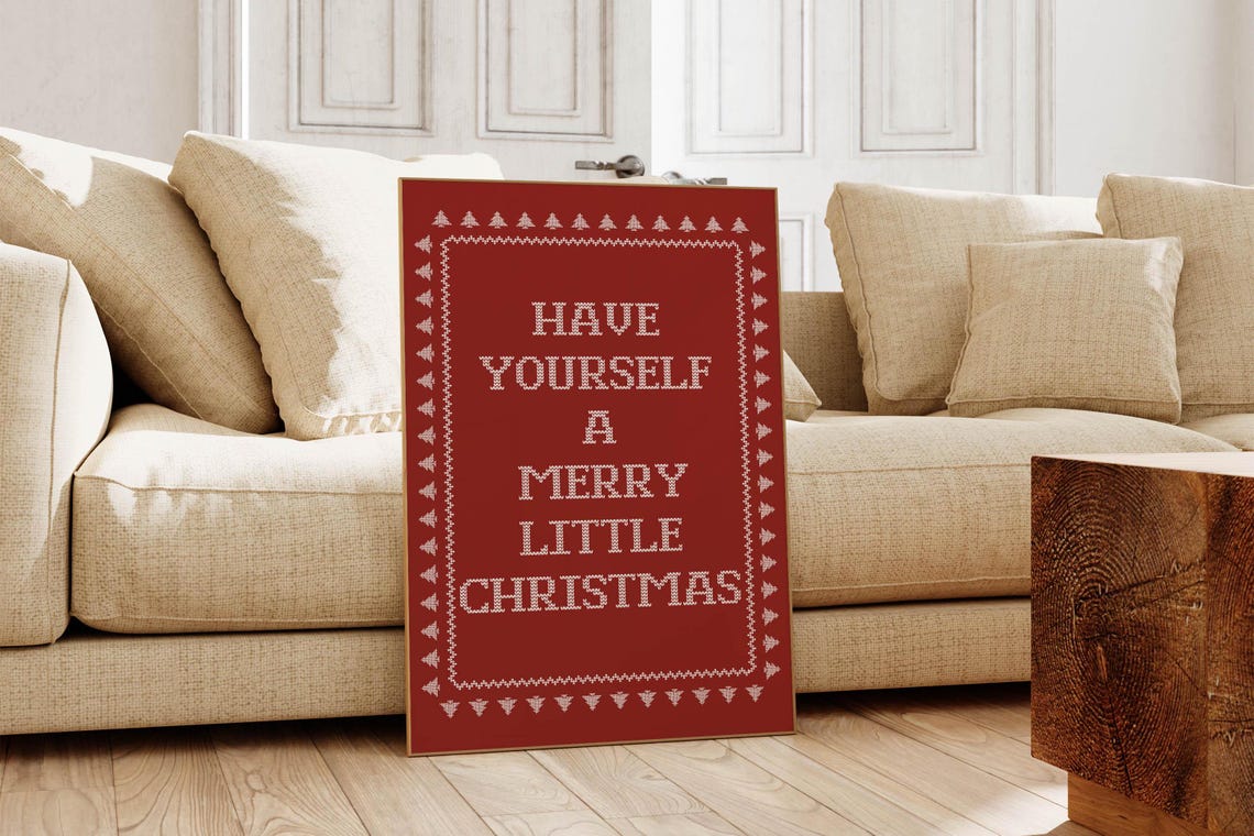 Have Yourself A Merry Little Christmas Red Knitted Style Poster - Image 5