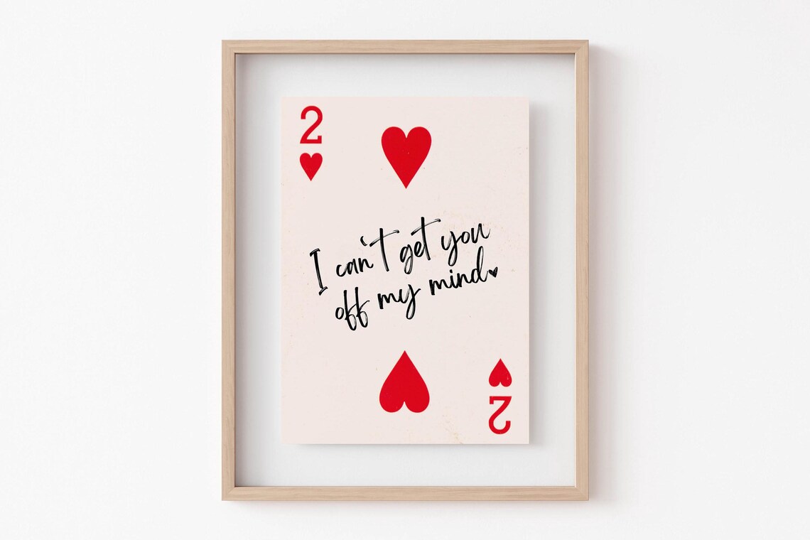 Two of Hearts Playing Card I Cant Get You Off My Mind Love Poster - Image 6