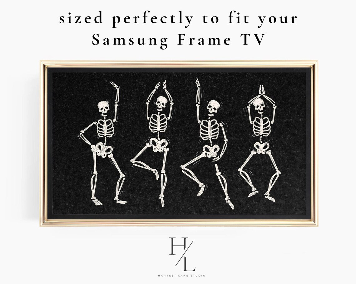 Dancing Skeletons Black Glitter Background Funny Halloween Party Poster - Image 4