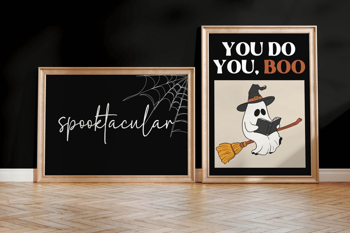 You Do You Boo Cute Ghost Reading On A Broom Halloween Poster - Image 4