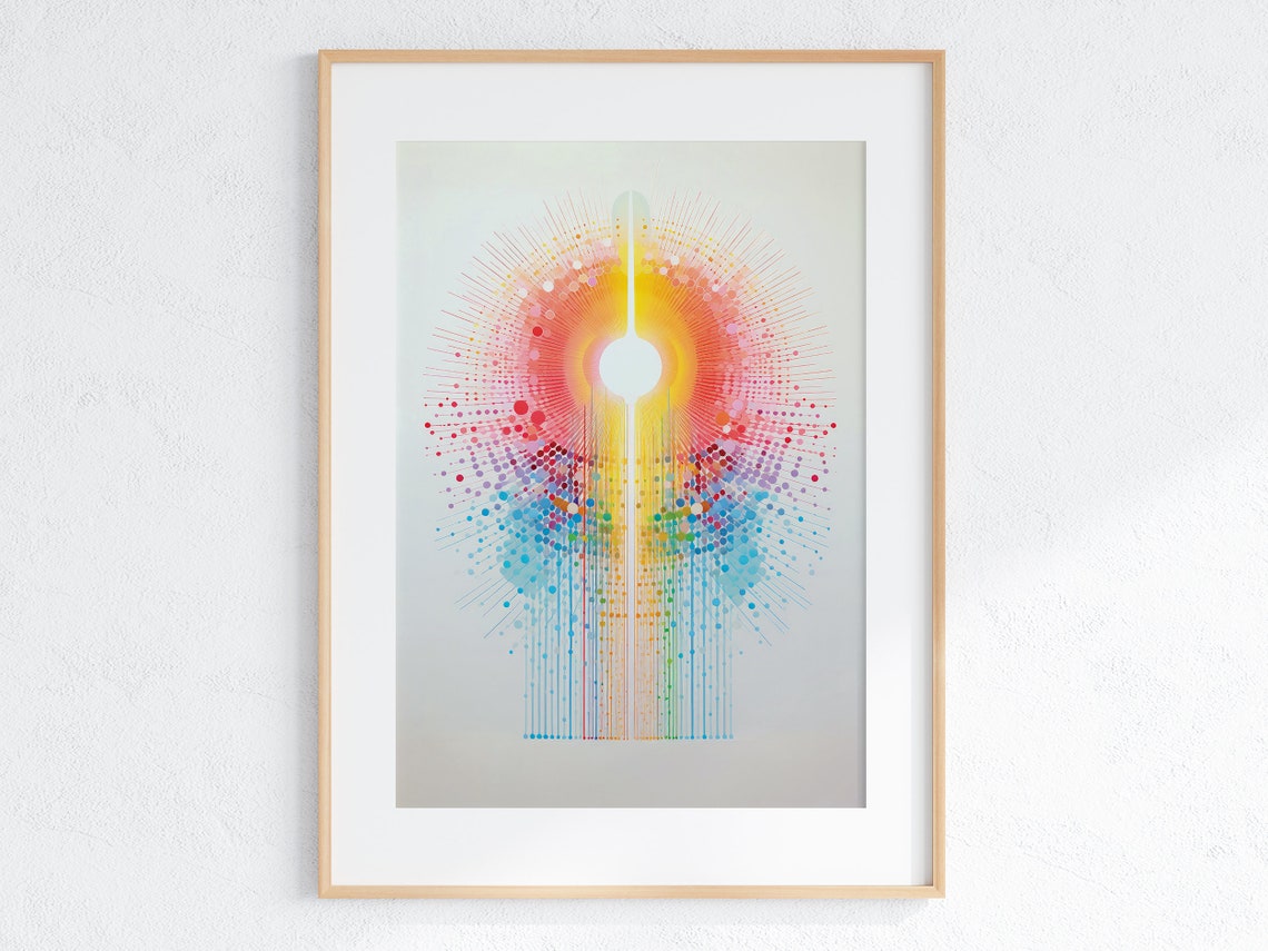 Sun Rainbow Rays Uplifting Abstract Artwork Illustration Colorful Modern Pop Art Vibrant Wall Decor Print