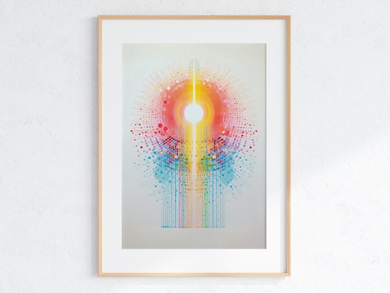 Sun Rainbow Rays Uplifting Abstract Artwork Illustration Colorful Modern Pop Art Vibrant Wall Decor Print