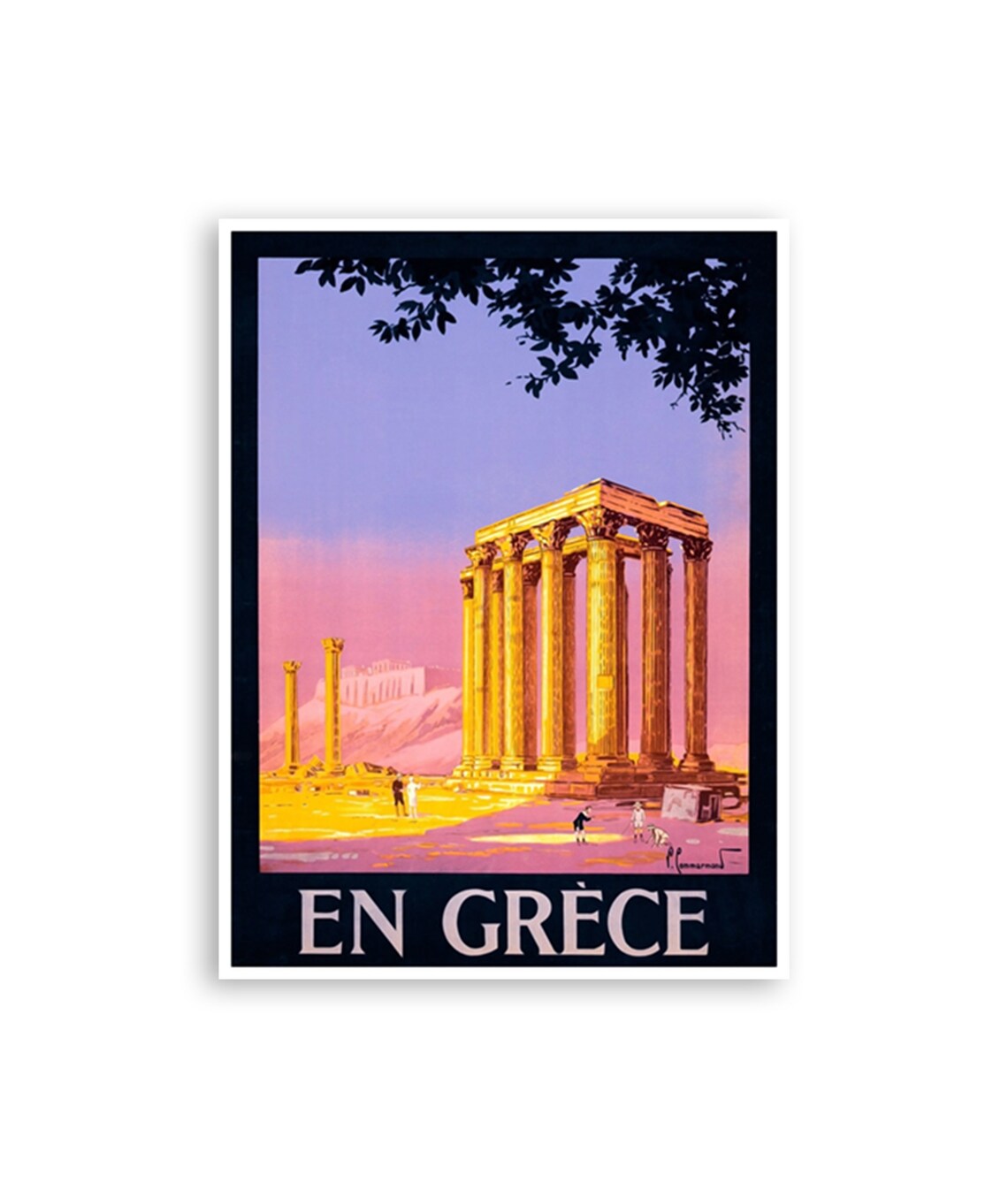 En Grece Vintage Travel Poster Greece Athens Temple Ruins Art