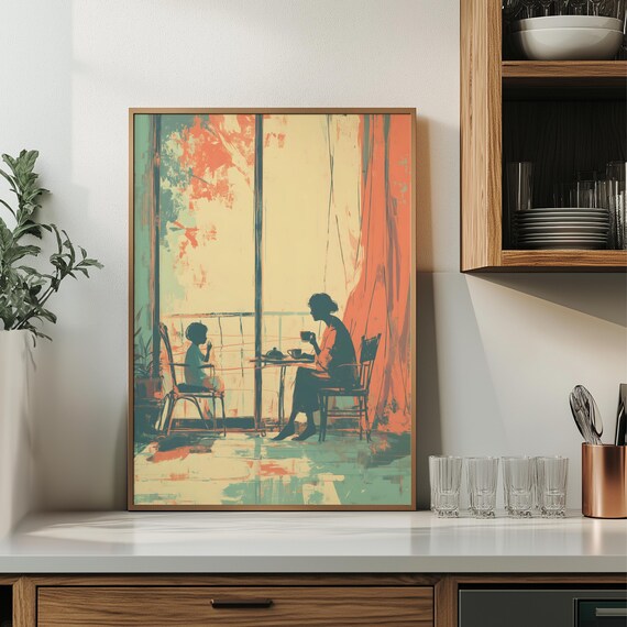 Vintage Tea Moment, Mother And Child Scene