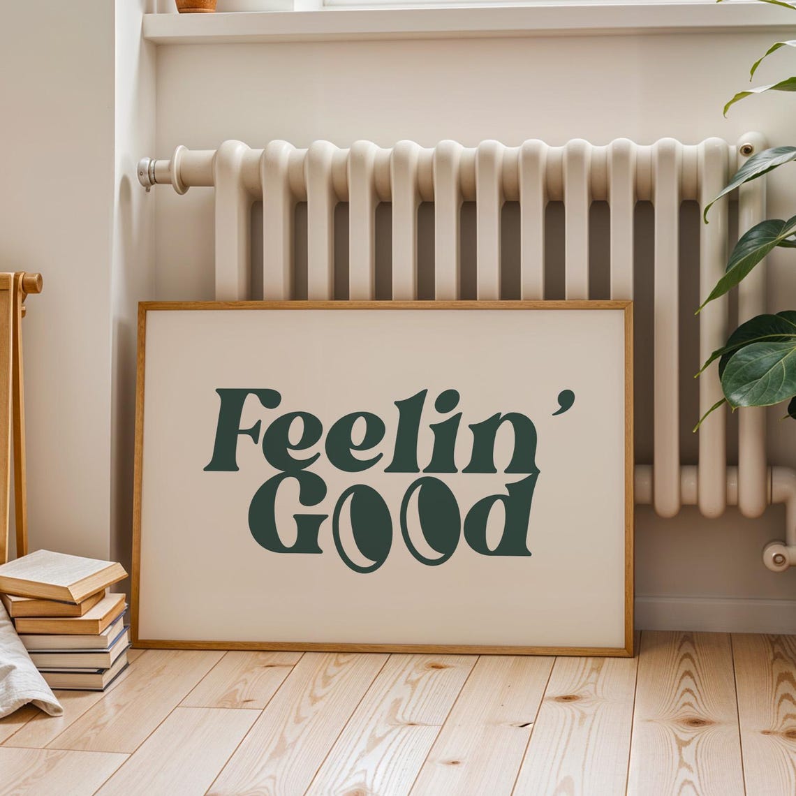 Feelin Good Retro Green Groovy Typography Mid Century Poster