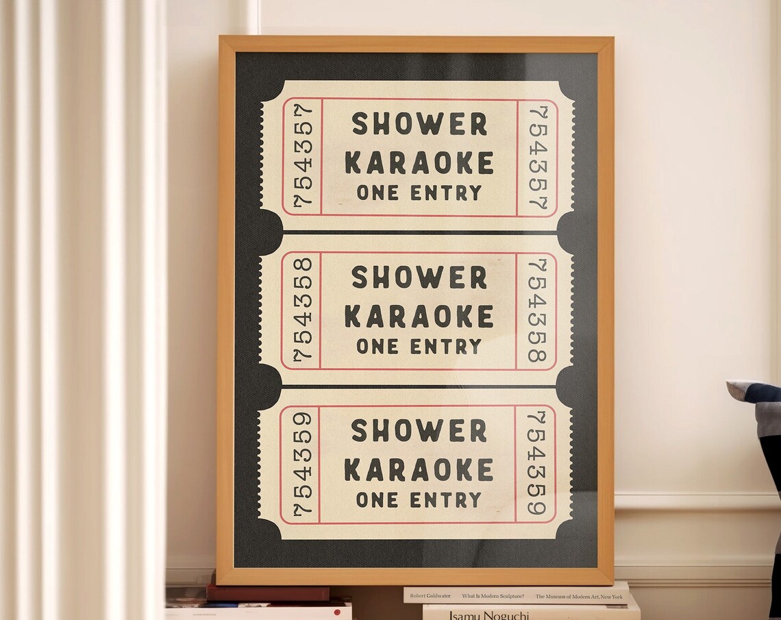 Shower Karaoke Ticket Print, Vintage Retro Bathroom Decor - Image 2