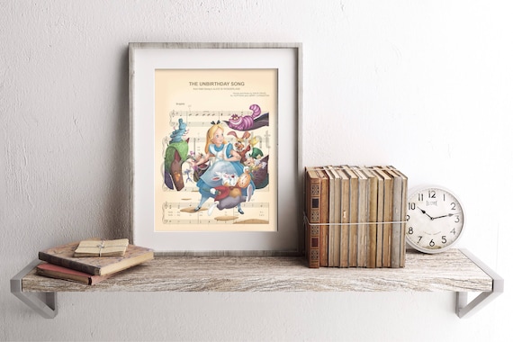 The Unbirthday Song Alice in Wonderland Sheet Music Art Poster