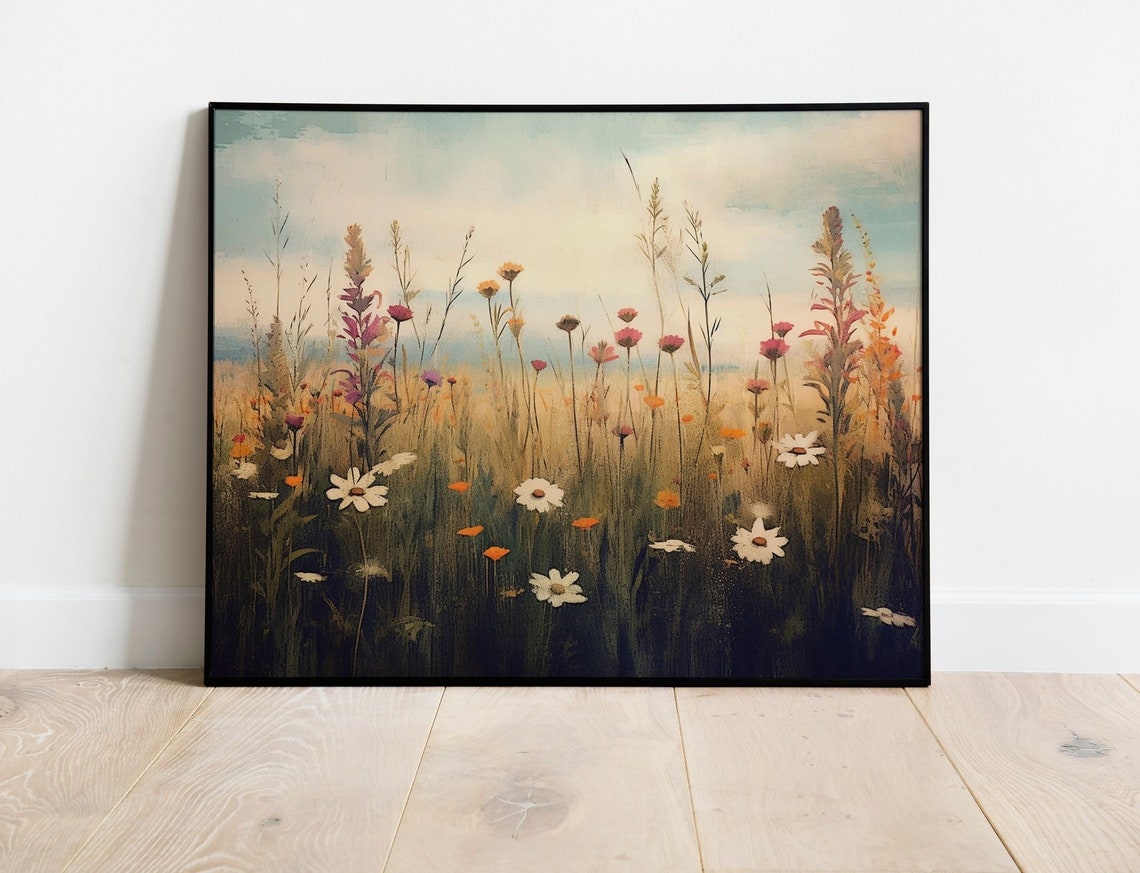 Vintage Looking Flower Field Plant Art Print Vintage Flower Art Vintage Garden Art Flower Print Flower Art Nature Wall Decor