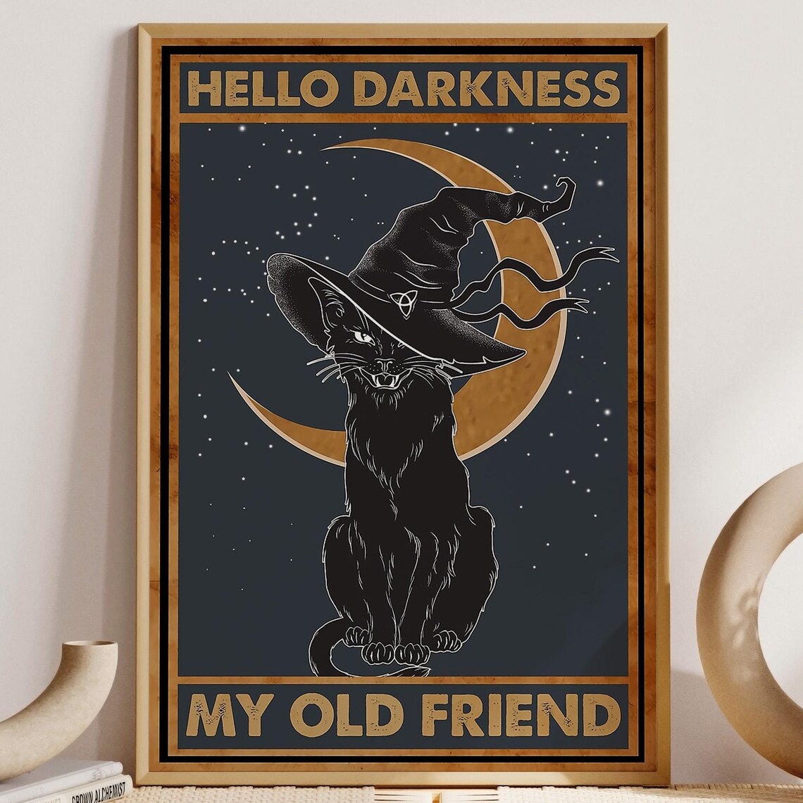 Halloween Black Cat Witchcraft Wall Art Print