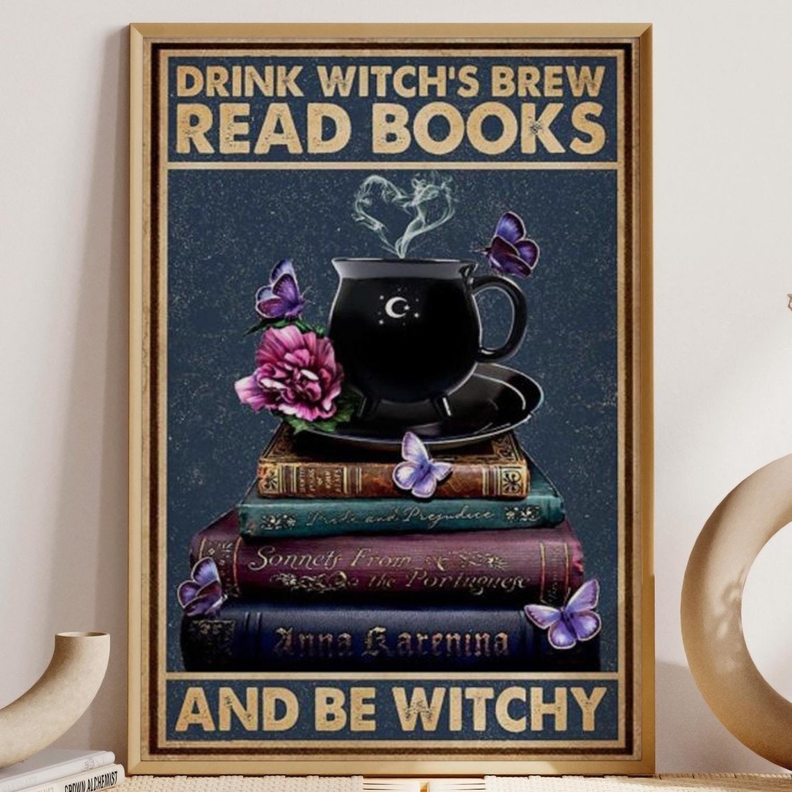 Vintage Drink Witchs Brew Read Books And Be Witchy Decor Poster