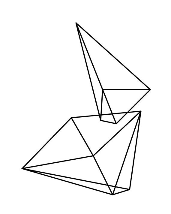 Geometric Wireframe Artwork Origami Art Black And White Wall Prints Minimalist Art Modern Wall Art Minimal Print Danish Design