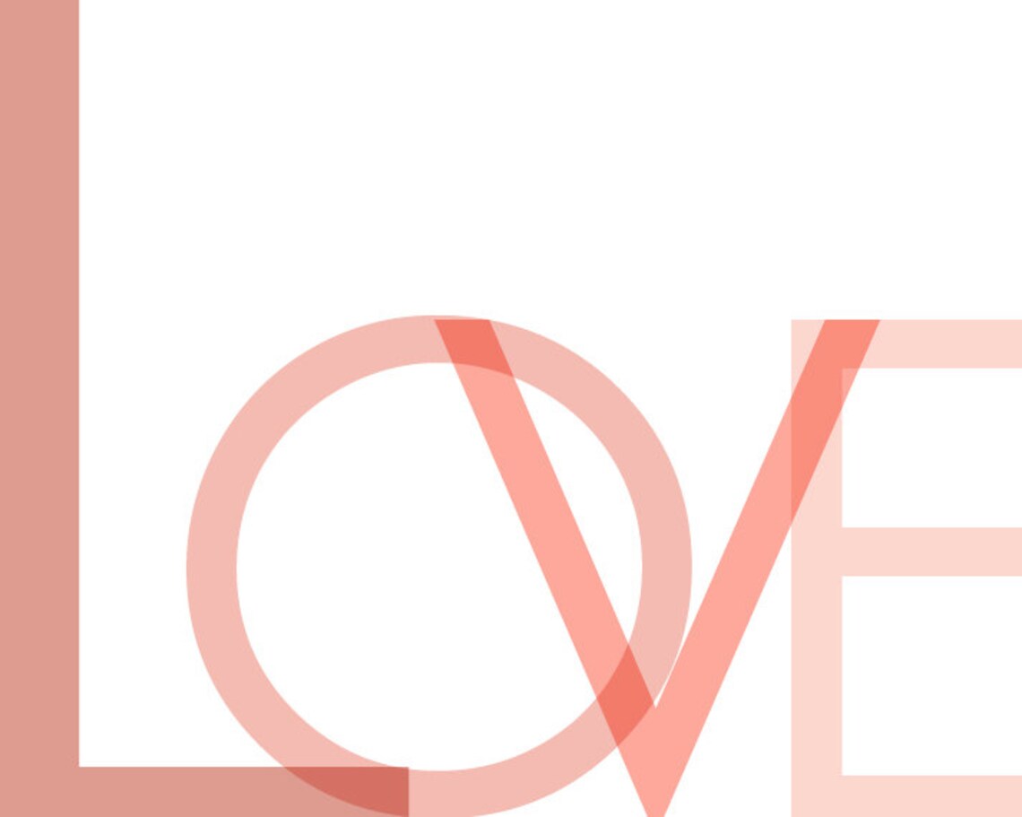 Love Coral Pink Overlapping Typography Modern Nursery Wall Art Poster - Image 2