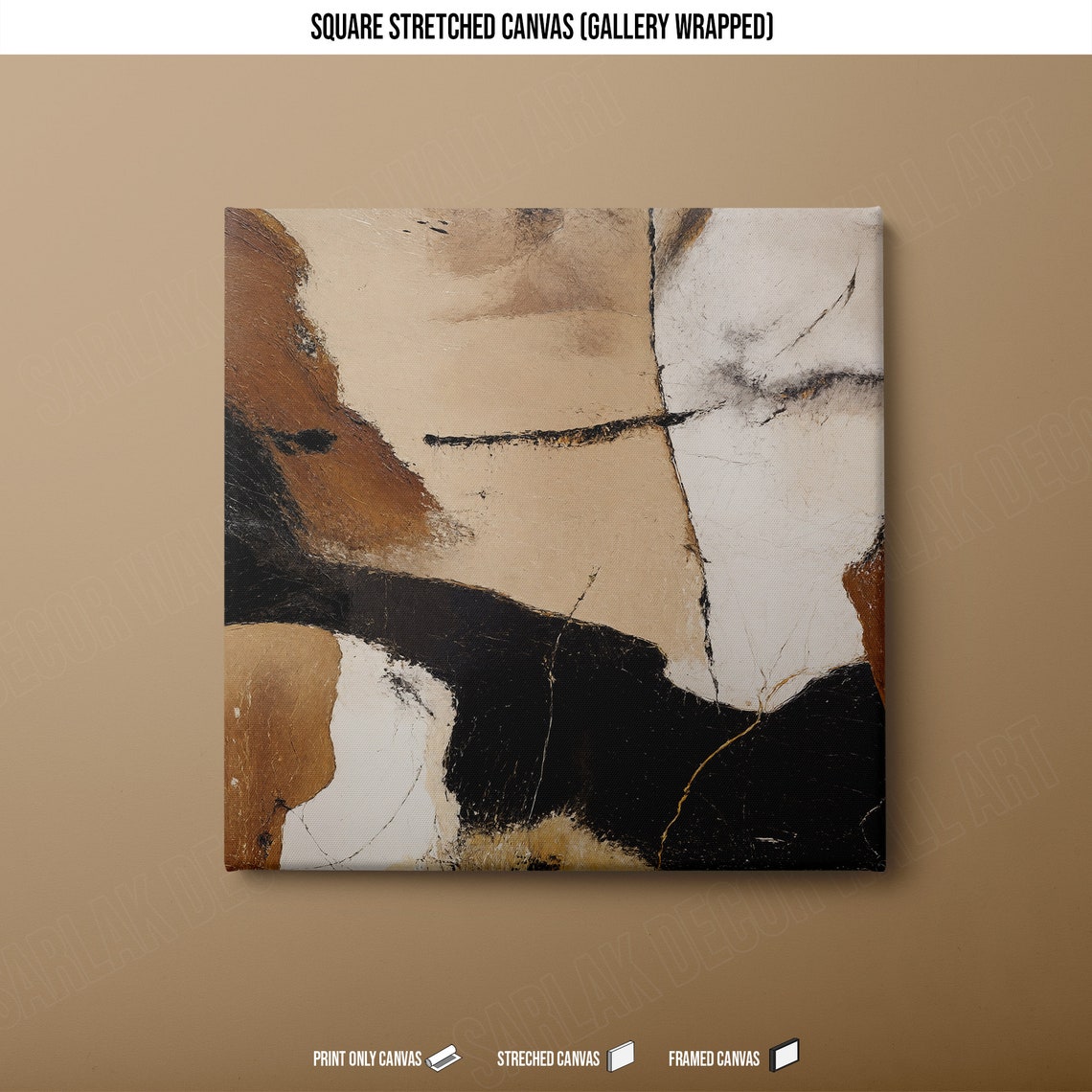 Brown Beige Black Organic Abstract Shapes Modern Minimalist Wall Art - Image 2