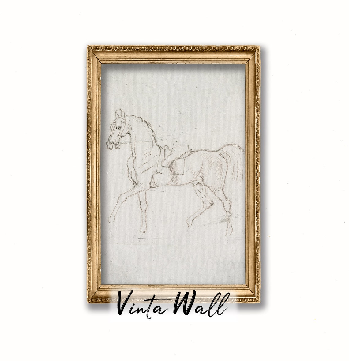 Prancing Horse and Rider Minimalist Line Sketch Equestrian Art Poster - Image 2
