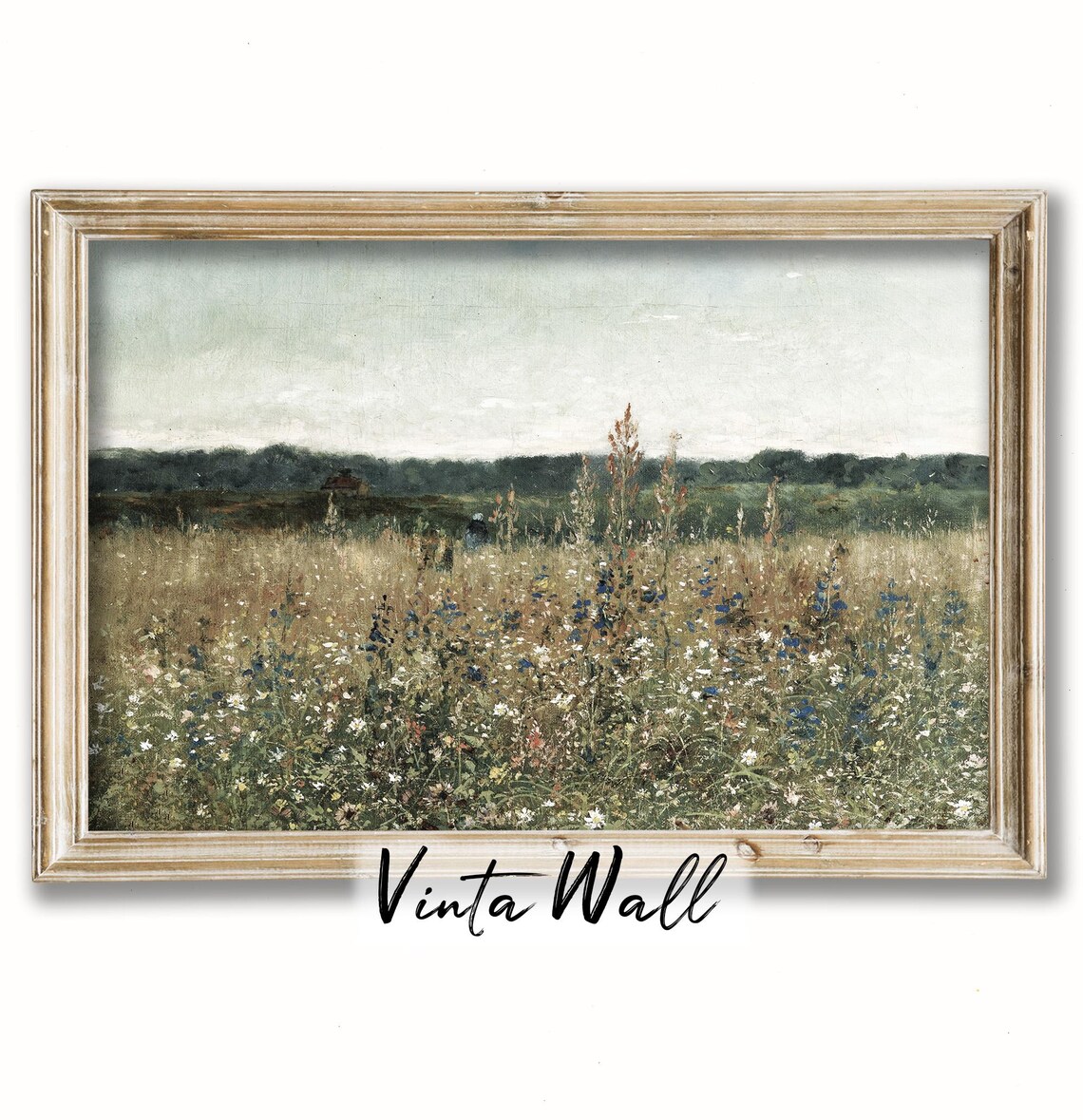 Wildflower Meadow Field Vintage Landscape Painting Nature Poster