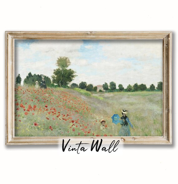 Claude Monet Poppies Field with Parasol Impressionist Masterpiece Poster